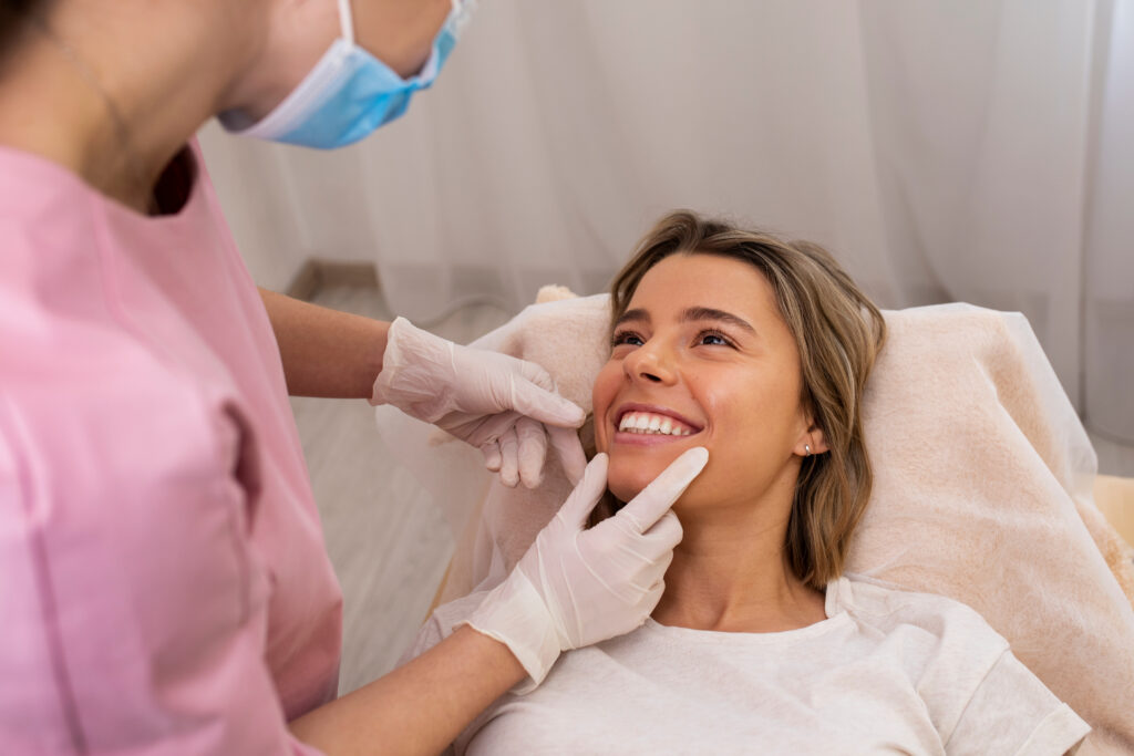 Orthodontist Examining Smiling Patient